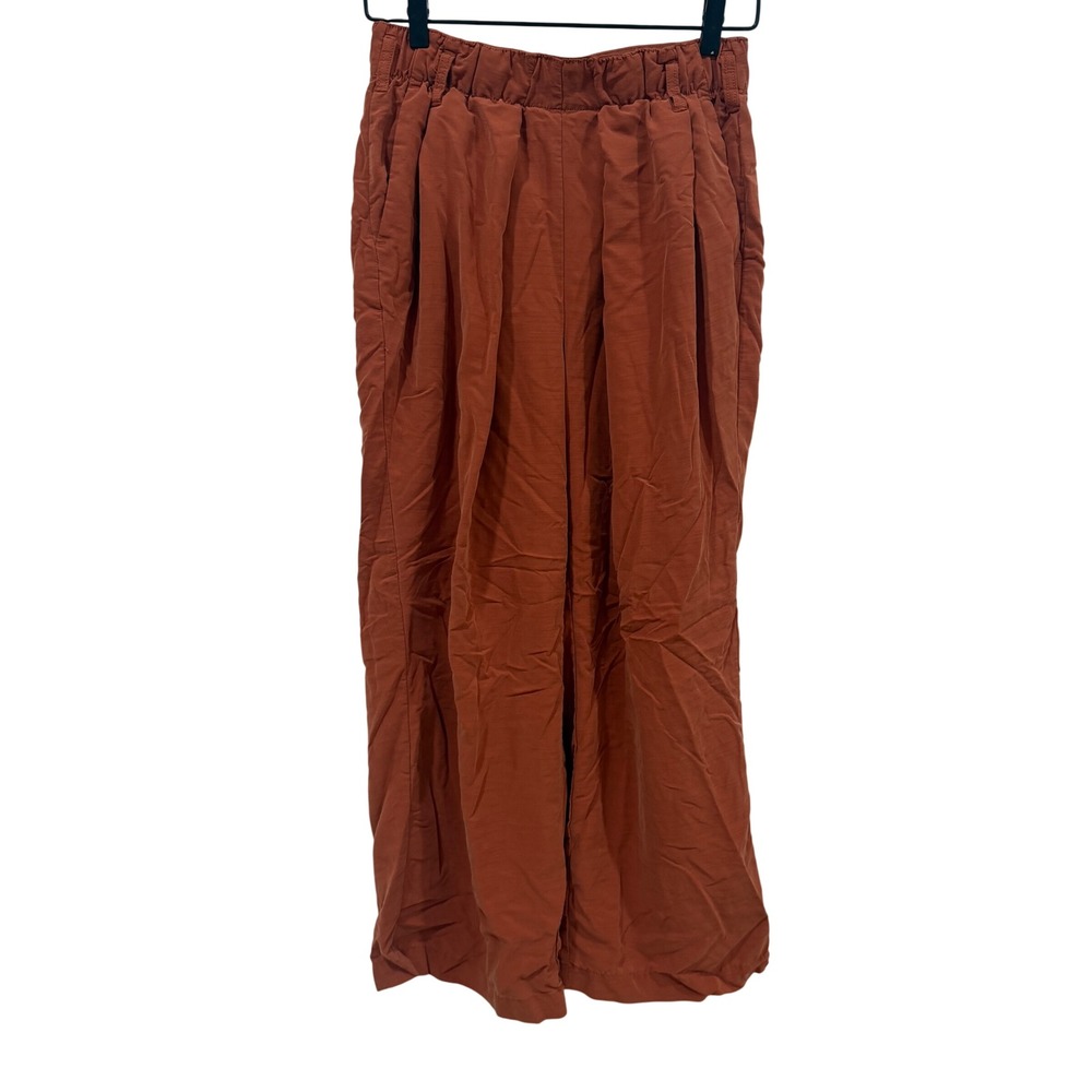 Free‎ People Rust Orange Modal Blend Wide Leg Pleated Trousers XS OB1017188